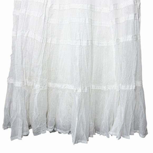 Lauren Ralph Lauren Tiered Cotton Maxi Skirt 10 White Boho Cottagecore Romantic - Picture 8 of 14